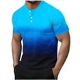 thumbnail image 1 of YLSDY Men's Button V-Neck Casual T-Shirts Summer Printed Short Sleeve Blouses Shirts Classic Fit Pullover Stylish Shirts Sky Blue XXL, 1 of 1