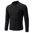 thumbnail image 1 of YLSDY Men's Cable Knit Sweater Long Sleeve Pullover Crewneck Warm Winter Tops Black XXXL, 1 of 2