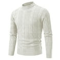 thumbnail image 1 of YLSDY Men's Cable Knit Sweater Long Sleeve Pullover Crewneck Warm Winter Tops White XXXL, 1 of 2