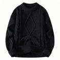 thumbnail image 1 of YLSDY Men's Cable Knitted Crewneck Sweaters, Pullover Loose Long Sleeve Basic Casual Solid Color Sweater Tops Black XL, 1 of 2