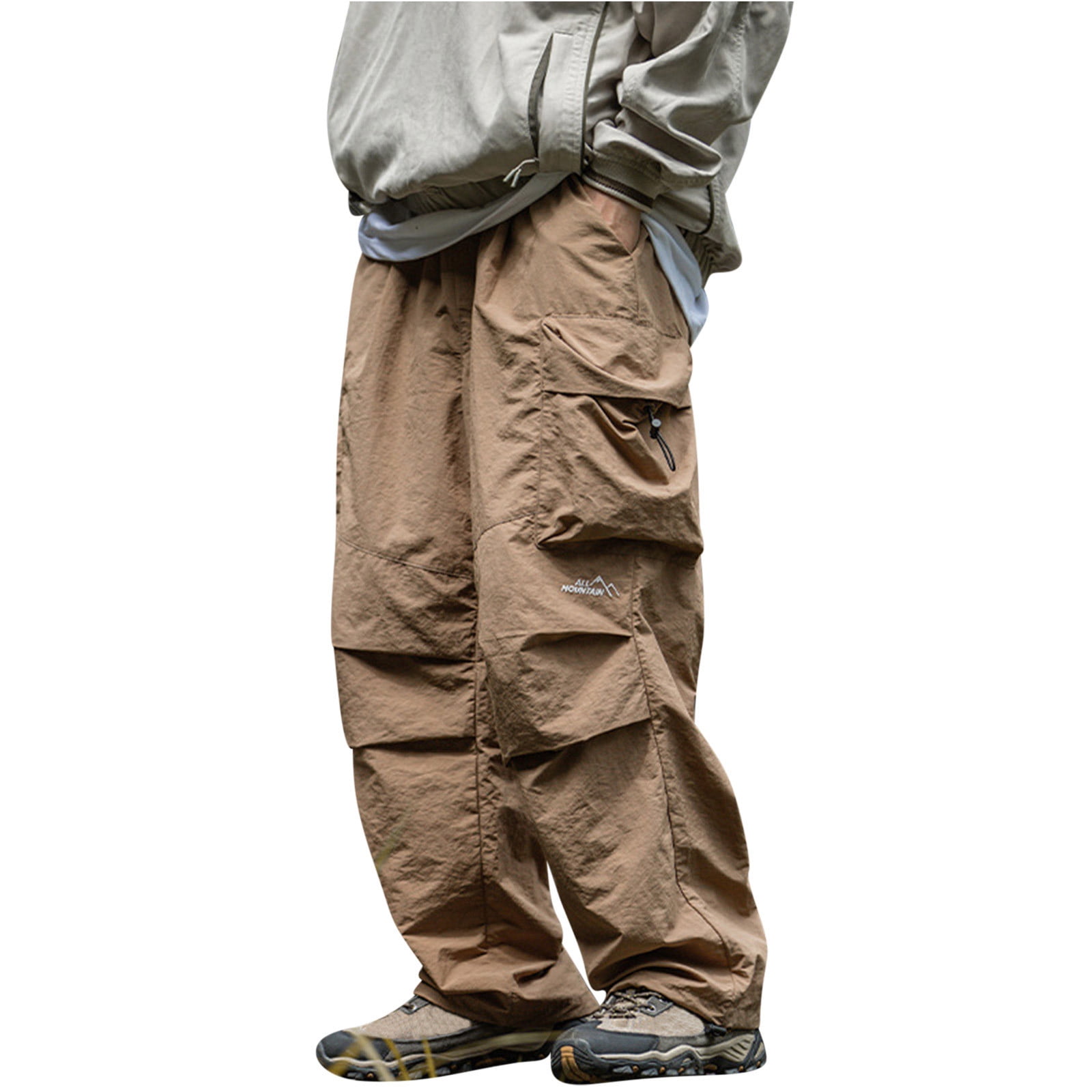 YLSDY Men's Cargo Pants Drawstring Elastic Waist Wide Leg