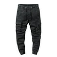 thumbnail image 1 of YLSDY Men's Cargo Pants Jogger Pants Drawstring Elastic Waist Loose Fit Multi Pocket Cotton Trousers Workout Sports Pants Black M, 1 of 9