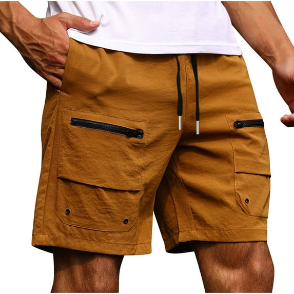YLSDY Men's Cargo Shorts Summer Casual Shorts Trendy Beach Shorts Cargo Men Shorts Workout Cargo Shorts with Pockets Brown XL