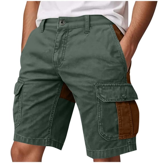 YLSDY Men's Cargo Shorts with Pockets Casual Knee Length Lightweight Shorts Stretch Outdoor Hiking Travel Work Short Pants Army Green S