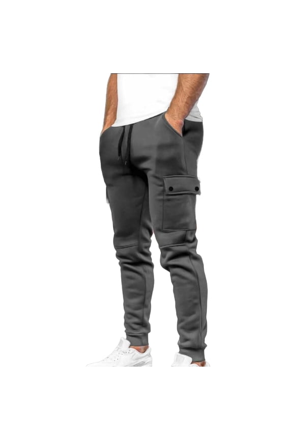 Men's Cargo Sweatpants Fleece Joggers Casual Tactical Pant Hiking Jogger Cargo Baggy Sweatpants for Men with Pockets Dark Gray XXL