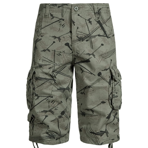 YLSDY Men's Cargo Tactical Shorts Camo Mountaineering Cropped Knee Length Pants Summer Hiking Baggy Cotton Work Shorts Big and Tall Outdoor Daily Going Out Casual Shorts Army Green M
