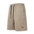 thumbnail image 1 of YLSDY Men's Casual Beach Shorts Fashion Vertical Stripes Shorts Drawstring Straight Leg Pant Simple Thin Pants with Pockets Khaki S, 1 of 9