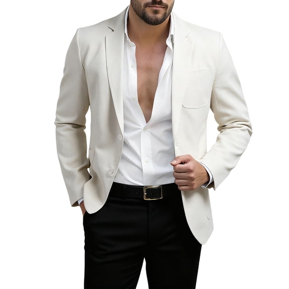 YLSDY Men's Casual Blazer Two Button Notch Collar Sport Coats Long Sleeve Lightweight Suit Jackets Work Business Blazers Khaki M