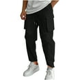 thumbnail image 1 of YLSDY Men's Casual Cargo Pants Elastic Waist Drawstring Joggers Pants Athletic Techwear Jogging Sweatpants with Pockets Black XXL, 1 of 6
