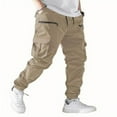 thumbnail image 1 of YLSDY Men's Casual Cargo Pants Elastic Waist Drawstring Joggers Pants Tapered Sweatpants for Men Multi Pockets Khaki XXXL, 1 of 3