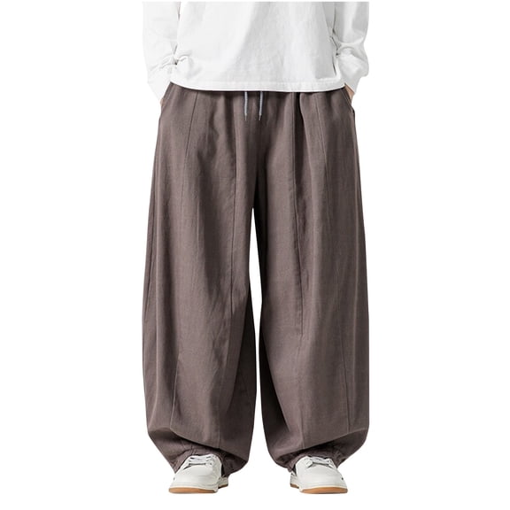 YLSDY Men's Casual Cargo Pants with Pockets 2025 Loose Fit Wide Leg Pants Lounge Pants Straight Leg Baggy Vintage Pants Dark Gray XXXXXL