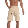 thumbnail image 1 of YLSDY Men's Casual Cargo Shorts Stretch Waterproof Hiking Shorts with Zipper Pockets Straight Leg Baggy Bermuda Shorts Beige M, 1 of 7