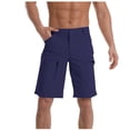 thumbnail image 1 of YLSDY Men's Casual Cargo Shorts Stretch Waterproof Hiking Shorts with Zipper Pockets Straight Leg Baggy Bermuda Shorts Navy S, 1 of 7