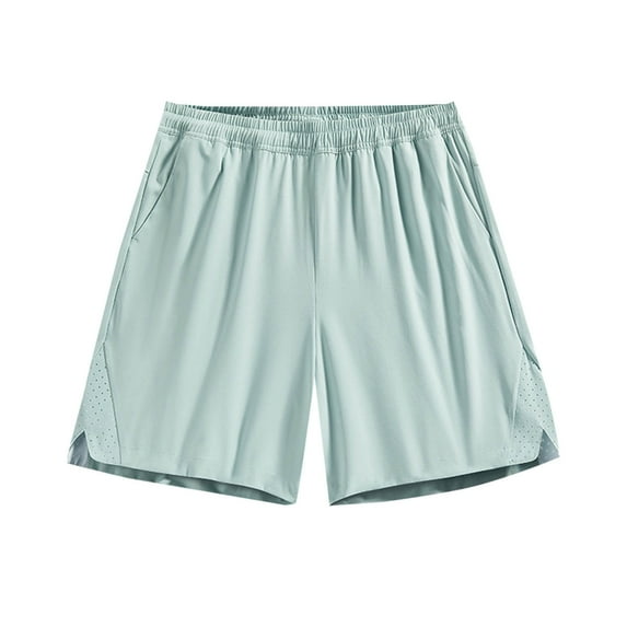 YLSDY Men's Casual Classic Fit Shorts Elastic Waist Summer Beach Shorts Fashion Loose Breathable Sport Short with Pocket Green XL