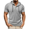 thumbnail image 1 of YLSDY Men's Casual Hooded Sweatshirts Fashion Hoodies Short Sleeve Solid Color Pullover Top Summer Blouse Gray S, 1 of 8