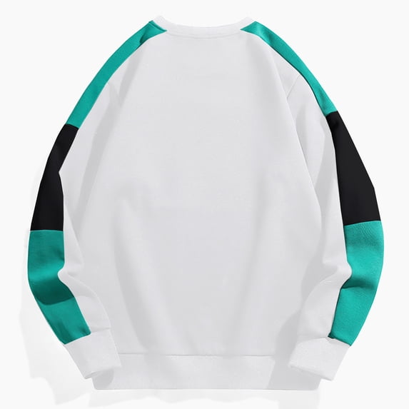 YLSDY Men's Casual Lightweight Long Sleeve Raglan Active Sports Pullover Sweatshirts Colorblock Tops Comfy Soft Sweater White L