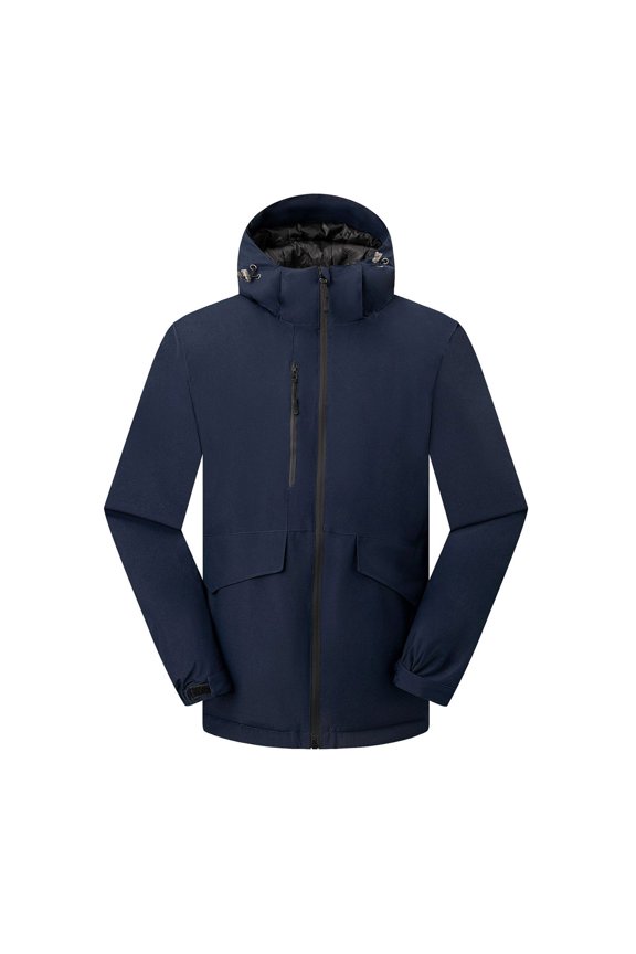 Men's Casual Long Sleeve Hooded Jacket Lightweight Fashion Comfortable Warm Outdoor Coat Suitable for Daily Wear Business Hiking Navy M