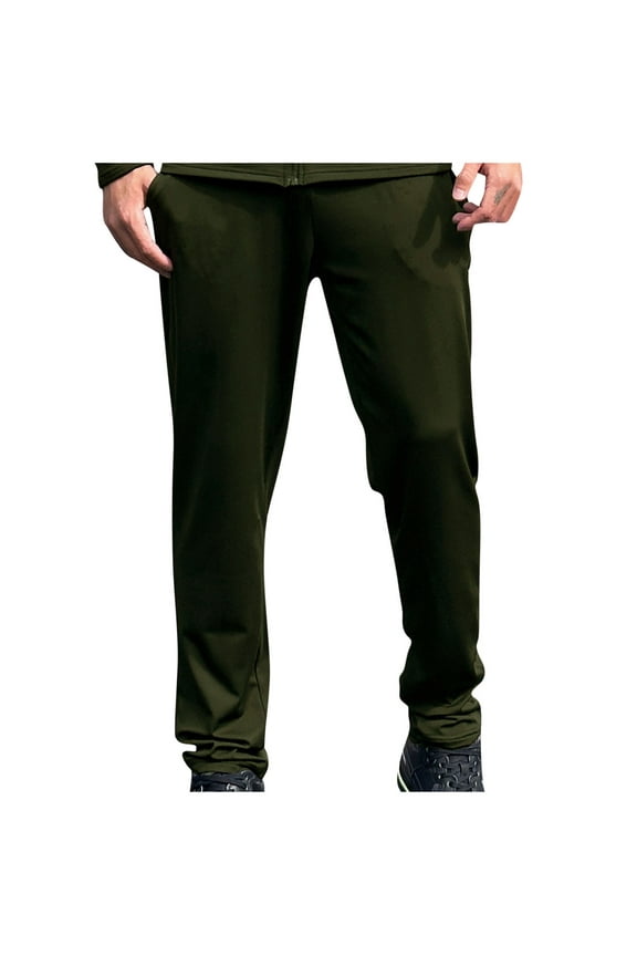 Men's Casual Pants Elastic Waist Sweatpants Drawstring Pant Running Fitness Trousers Straight Leg Pant with Pockets Army Green XXXL