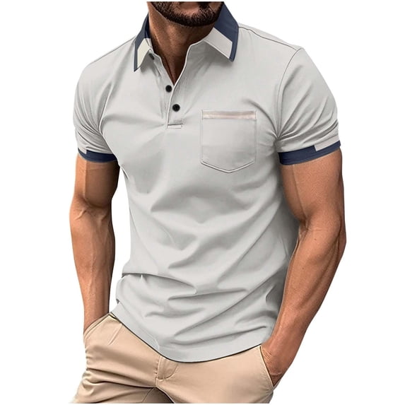 YLSDY Men's Casual Button Collared Shirts 2025 Solid Short Sleeve Fashion Shirt Classic Striped Slim Fit Golf Tennis Tops Gray L