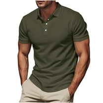 YLSDY Men's Casual Button Collared Shirts Classic Button Basic Short Sleeve Shirt Gradient Soft Tees Golf Stylish Tops Army Green XXXL