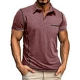 thumbnail image 1 of YLSDY Men's Casual Button Collared Shirts Classic Short Sleeve Basic Button T-Shirt Lightweight Cotton Golf Tops with Pocket Wine XXXL, 1 of 6