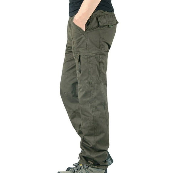 YLSDY Men's Casual Ripstop Cargo Pants Relaxed Fit Sport Jogger Sweatpants Elastic Multi-Pocket Work Trousers Army Green XL