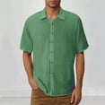 thumbnail image 1 of YLSDY Men's Casual Short Sleeve Button Down Shirts Summer Cotton Linen Vacation Shirt Lightweight Textured Shirts Green S, 1 of 7