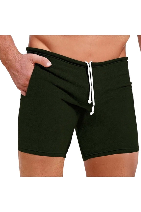 Men's Casual Shorts Knit Workout Attire Elastic Waist Drawstring Workout Running Jogging Summer Beach Sweat Shorts Army Green XL