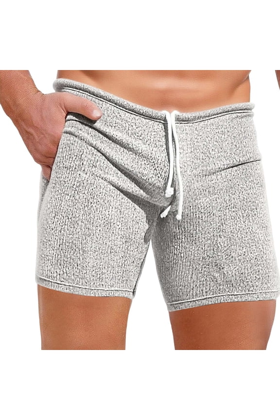Men's Casual Shorts Knit Workout Attire Elastic Waist Drawstring Workout Running Jogging Summer Beach Sweat Shorts Gray M