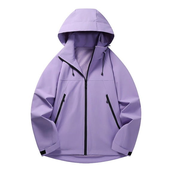 YLSDY Men's Casual Sports Jacket Waterproof Lightweight Hooded Shell for Travel Hiking Golf Raincoats with Multiple Pockets Purple S
