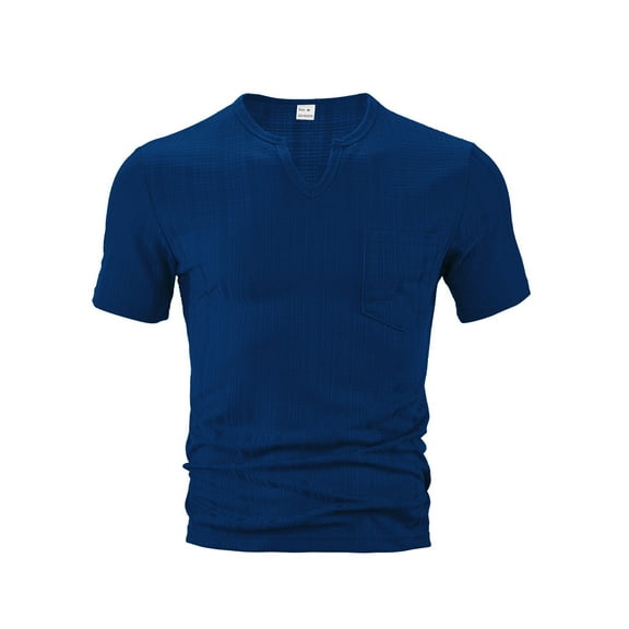 YLSDY Men's Casual T Shirts V Neck Short Sleeve Shirts Quick Dry Breathable Comfy Tees Summer Stylish Thin Top with Pocket Navy S