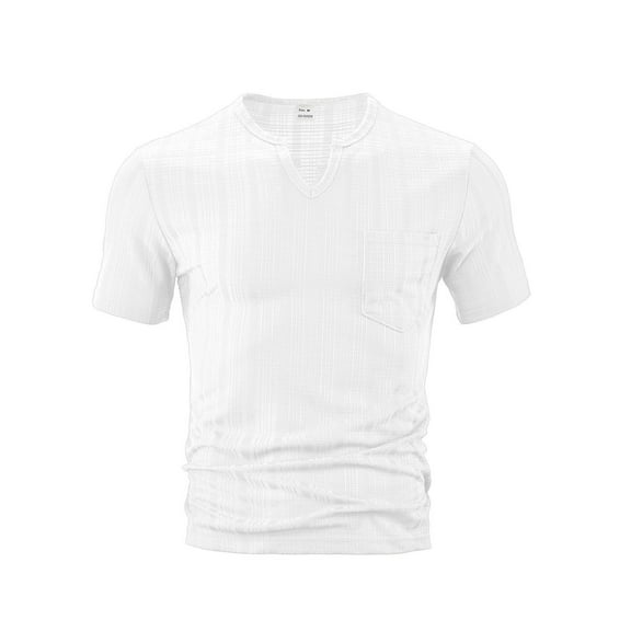 YLSDY Men's Casual T Shirts V Neck Short Sleeve Shirts Quick Dry Breathable Comfy Tees Summer Stylish Thin Top with Pocket White XXL