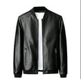 thumbnail image 1 of YLSDY Men's Casual Zip Up Slim Bomber Faux Leather Jacket Motorcycle Biker Jackets Fashion Leather Jackets Coat Black L, 1 of 9