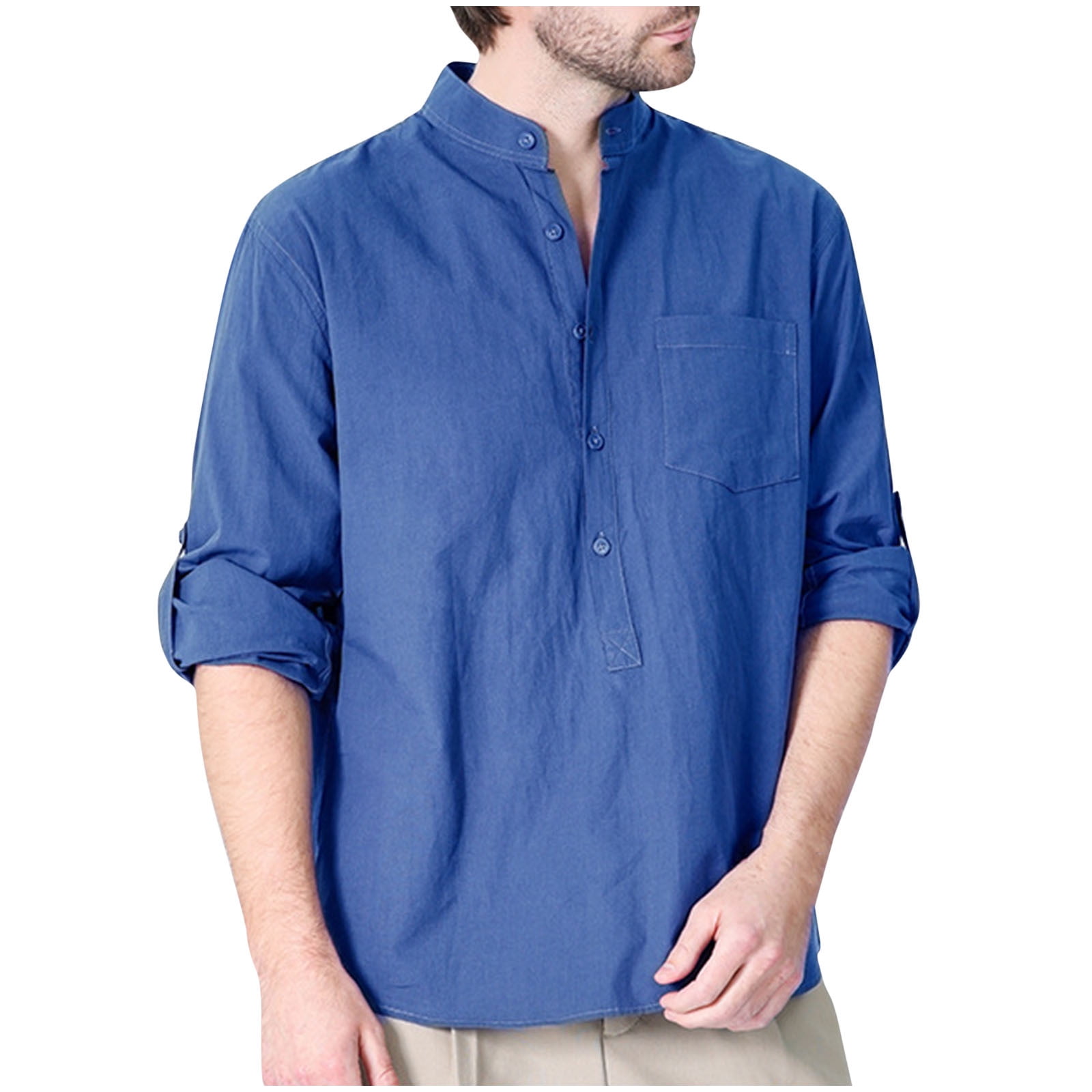 loose fit dress shirts COTTON SILK LOAN LOOSE-FIT OPEN COLLAR SHIRT M