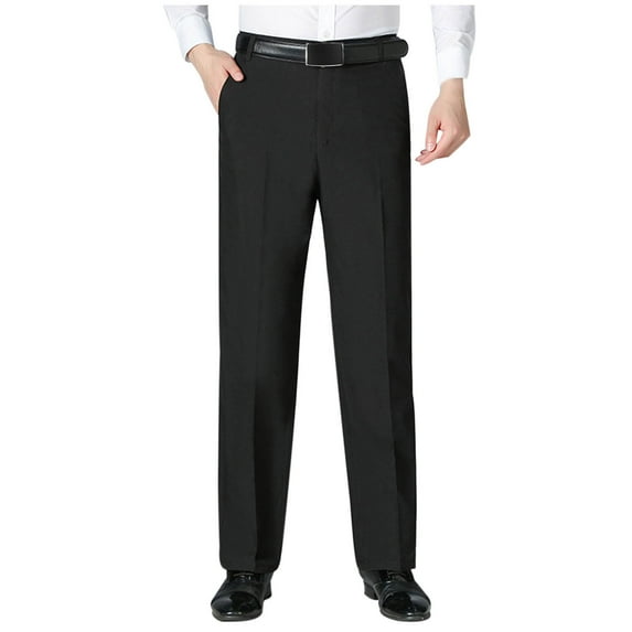 YLSDY Men's Classic Stylish Stretch Dress Pant Solid Color Slim Fit Skinny Comfort Suit Pant Casual Business Trousers Black XXL