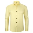 thumbnail image 1 of YLSDY Men's 2024 Button Down Dress Shirt Long Sleeve Solid Color Slim Fit Business Work Office Shirt Yellow XL, 1 of 2
