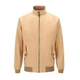 thumbnail image 1 of YLSDY Men's Bomber Jacket Lightweight Windbreaker Zip Up Stand Collar Outdoor Coat Khaki XL, 1 of 4