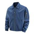 thumbnail image 1 of YLSDY Men's Clearance Bomber Jacket Lightweight Zip Up Baseball Jacket Cotton Outdoor Windbreaker Solid Color Full Zip Stand Collar Long Sleeve Sport Blue XXXXXL, 1 of 4