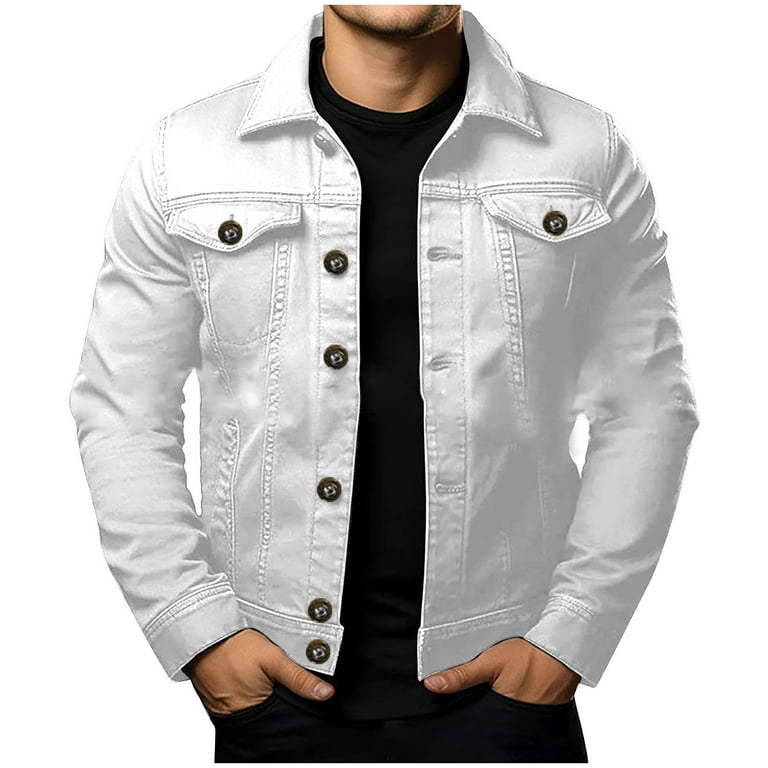YLSDY Men's Denim Jacket Button Up Long Sleeve Cotton Jacket