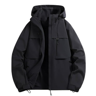 YLSDY Men's Clearance Hooded Jacket Windproof Waterproof Outdoor Jacket Lightweight Breathable Raincoat Black L