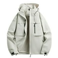 thumbnail image 1 of YLSDY Men's Hooded Jacket Windproof Waterproof Outdoor Jacket Lightweight Breathable Raincoat White XXL, 1 of 3