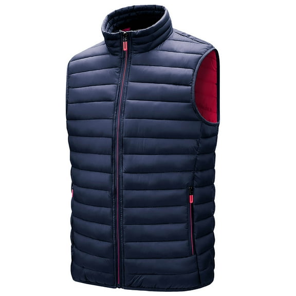 YLSDY Men's Lightweight Puffer Vest Warm Sleeveless Jacket Winter Vest Padded Outerwear Dark Blue XXXL