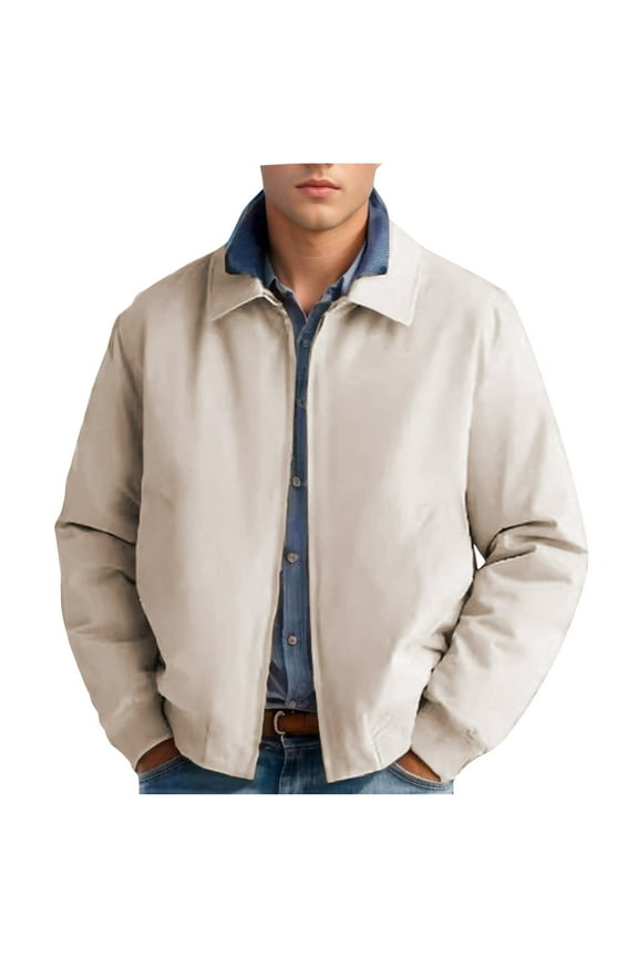 Men's Lightweight Water Resistant Windbreaker Jacket Outdoor Sport Coat Beige M