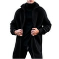 thumbnail image 1 of YLSDY Men's Long Sleeve Knit Cardigan Sweater Solid Color Open Front Longline Pullover Warm Winter Coat Black L, 1 of 4