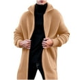 thumbnail image 1 of YLSDY Men's Long Sleeve Knit Cardigan Sweater Solid Color Open Front Longline Pullover Warm Winter Coat Khaki XXL, 1 of 4