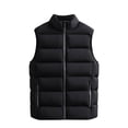 thumbnail image 1 of YLSDY Men's Clearance Puffer Vest Winter Warm Sleeveless Jacket Lightweight Outdoor Vest Zipper Pockets Stand Collar Solid Color Warm Vest Men' Black XXL, 1 of 8