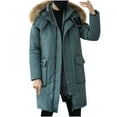 thumbnail image 1 of YLSDY Men's Winter Parka Jacket Faux Fur Hood Thick Warm Long Down Coat Outerwear Thickened Windproof Snow Coat Green S, 1 of 3