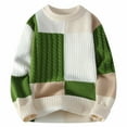 thumbnail image 1 of YLSDY Men's Color Block Cable Knitted Sweaters, Cozy Winter Crewneck Loose Long Sleeve Pullover Casual Sweater Tops Green XXL, 1 of 2