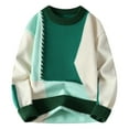 thumbnail image 1 of YLSDY Men's Color Block Patchwork Sweaters, Pullover Loose Crewneck Stylish Knitted Long Sleeve Sweater Tops Green M, 1 of 5