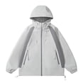 thumbnail image 1 of YLSDY Men's Color Block Zip up Shell Jacket Lightweight Hooded Windbreaker Jacket with Zipper Pockets Windbreaker Coat Gray L, 1 of 4